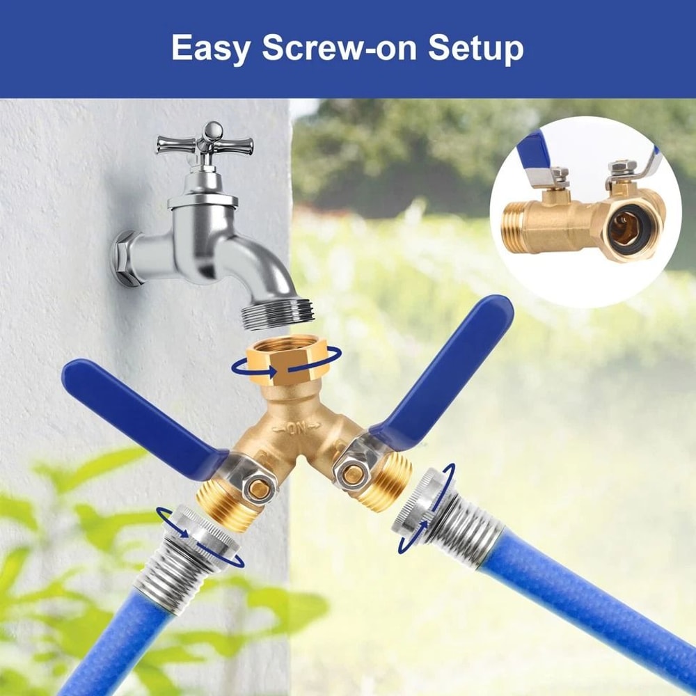 Brass Y ConnectorWay Hose Splitter Garden Hose Adaptor With Independent Flow Control And LeakProof 1