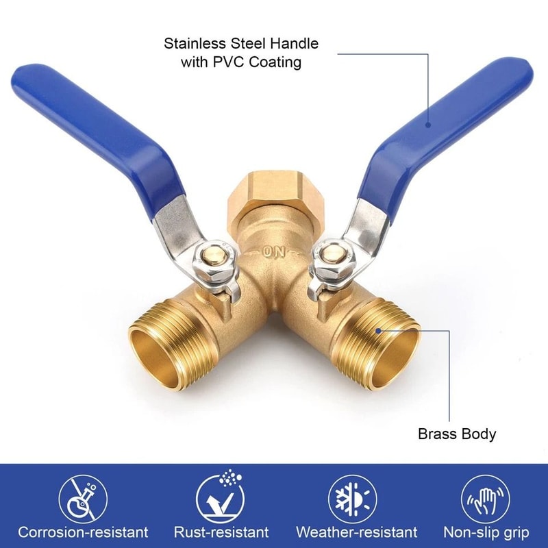 Brass Y ConnectorWay Hose Splitter Garden Hose Adaptor With Independent Flow Control And LeakProof 5