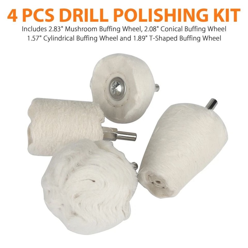 White Cotton Polishing Buffing Kit Drill Wheels For Car Motorcycle Metal Rims Jewelry And Auto Body 4