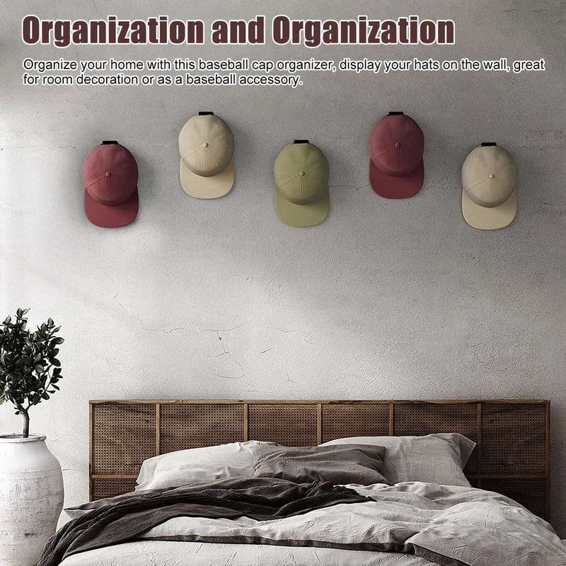 Hooks Baseball Cap Holder Wall Mount Storage Organizer Adhesive Cap Rack For Hats 1