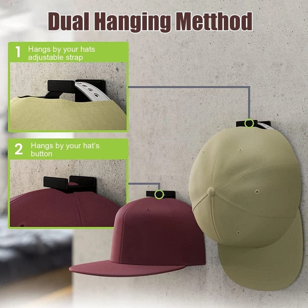 Hooks Baseball Cap Holder Wall Mount Storage Organizer Adhesive Cap Rack For Hats 6