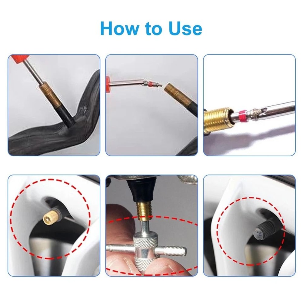 Valve Core Kit With Way Valve Tool Remover For Auto Trucks Motorcycles ATVs Bicycles Universal Ti 3