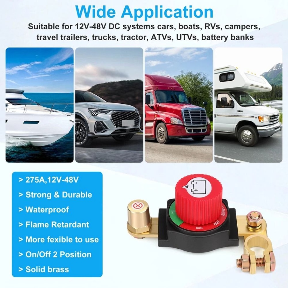 Battery Disconnect Switch Kill Switch For Car RV Boat ATV Solar Prevent Battery Drain And Enhance 1