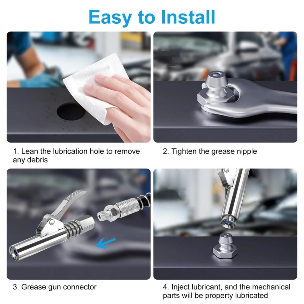 Grease Gun Accessory Kit Adapter Needle Coupler Flex Hose Fittings For Automotive Truck Farm 1