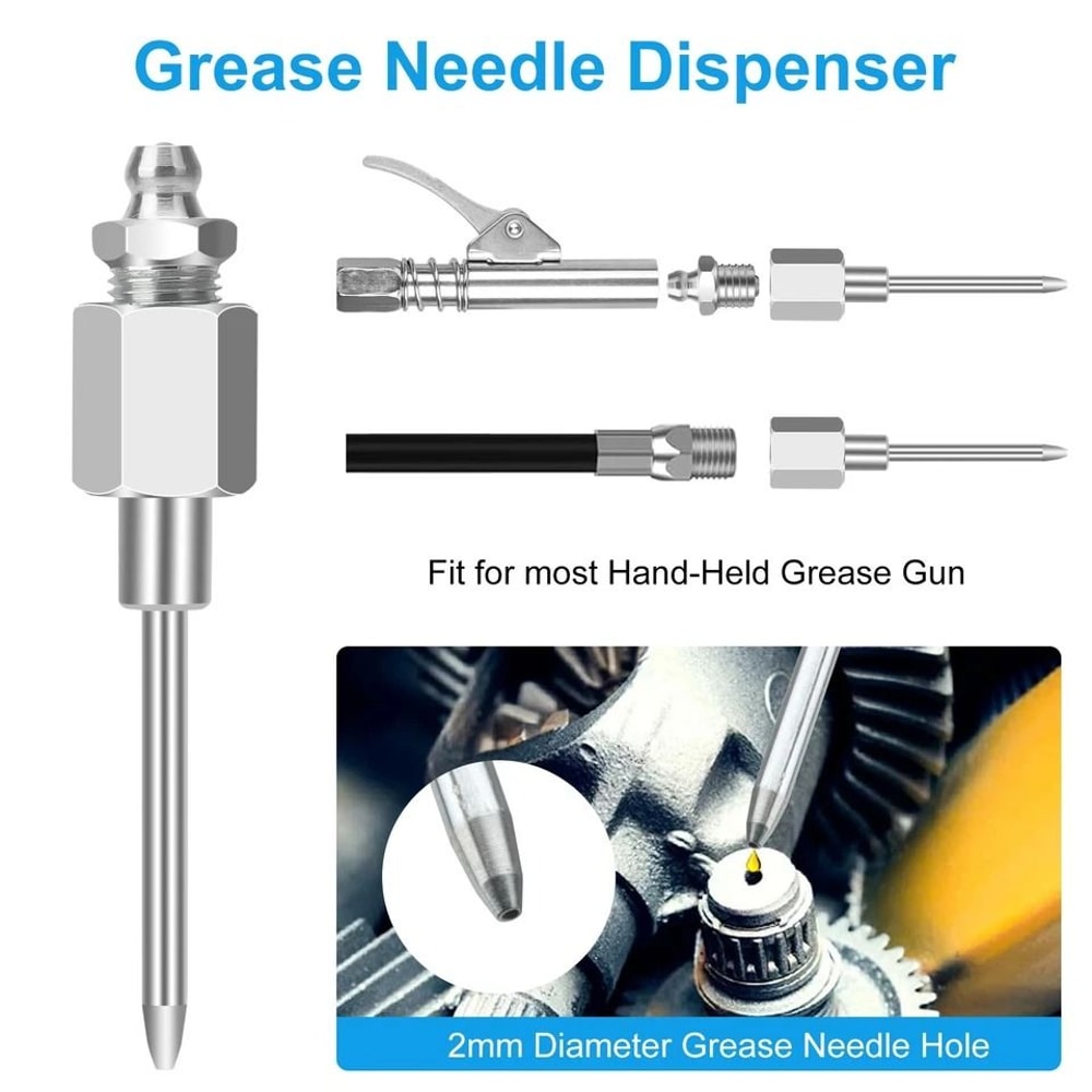 Grease Gun Accessory Kit Adapter Needle Coupler Flex Hose Fittings For Automotive Truck Farm 4