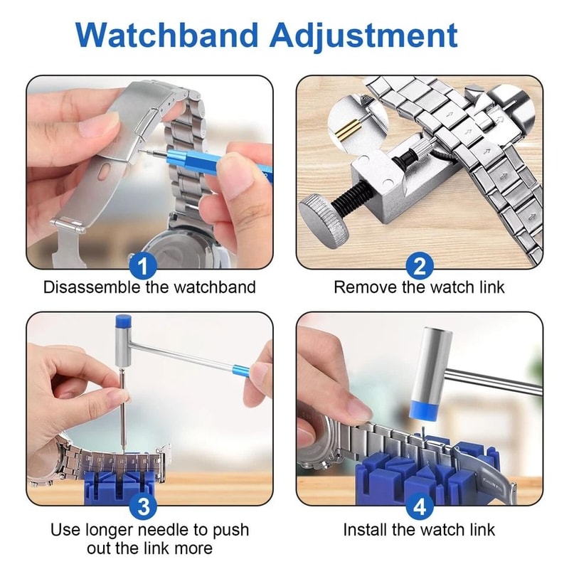Watch Repair Kit Spring Bar Strap Pin Remover Link Resizer Watch Band Adjuster For All Watch Sizes 6