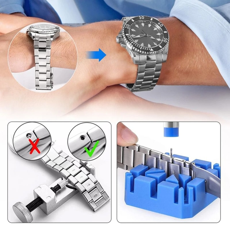 Watch Repair Kit Spring Bar Strap Pin Remover Link Resizer Watch Band Adjuster For All Watch Sizes 7