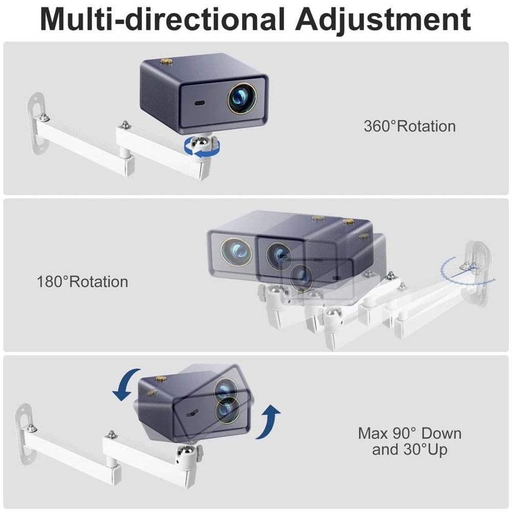 Rotation Foldable Projector Wall Ceiling Mount Adjustable Aluminum Alloy Universal Compatibility F 5