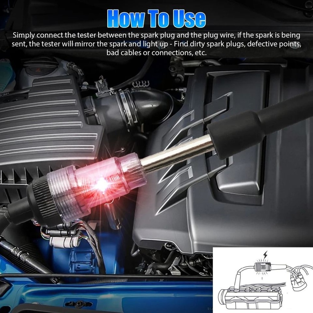 Ignition System Coil Tester Spark Plug Diagnostic Tool Auto Engine Tester Troubleshooting Tool For 6