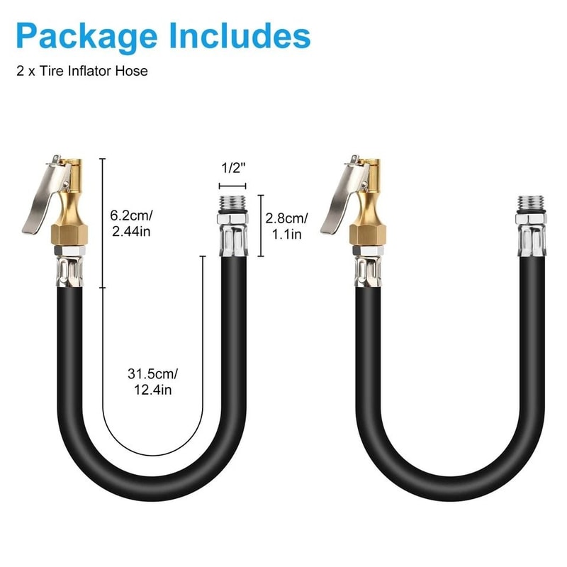 Tire Inflator Extension Hose Adapter With QuickConnect Chuck Durable Rubber Metal For Cars 2
