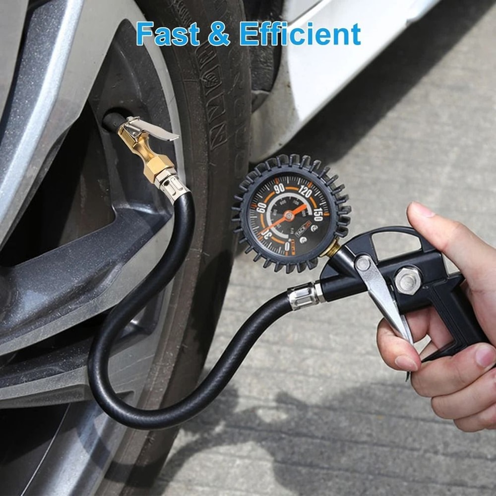 Tire Inflator Extension Hose Adapter With QuickConnect Chuck Durable Rubber Metal For Cars 1