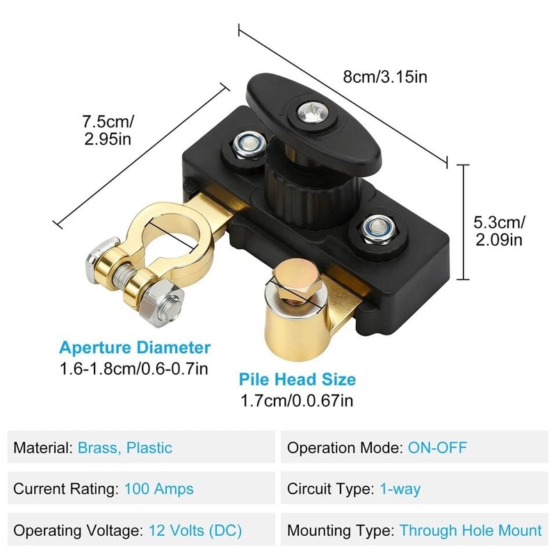Universal Battery Disconnect Switch Toggle Power Cutoff For Car RV Boat Truck ATV 6