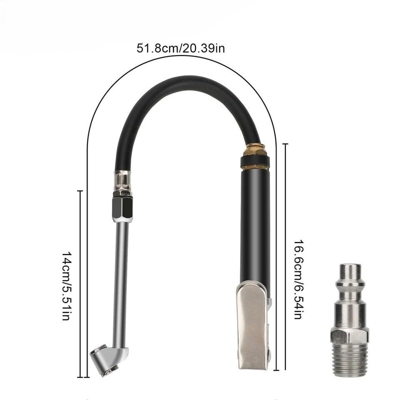 Tire Inflator With Pressure Gauge Dual Head Air Chuck For Easy Inflation HeavyDuty Hose 7