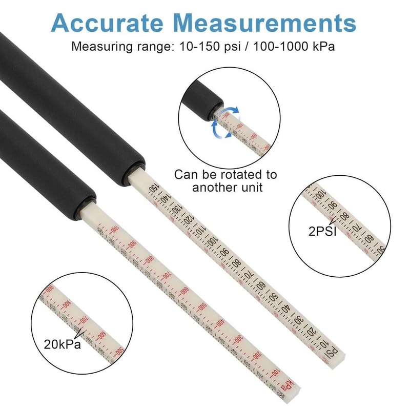 HeavyDuty Tire Air Gauge With Dual Head Chuck Semi Truck RV SUV Car ATV 4