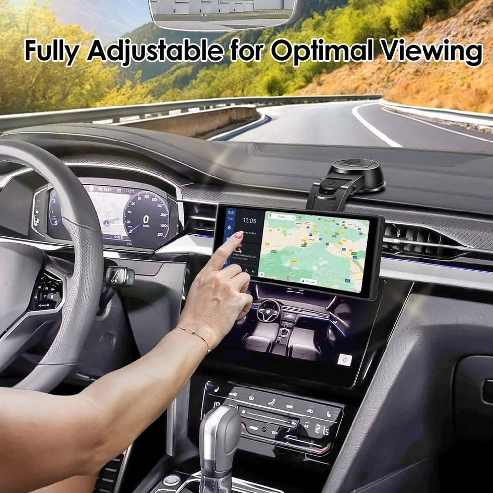 DashboardWindshield Stand For CarPlay Monitors Suction Cup Mount With 360 Rotation ToolFree Setup 3