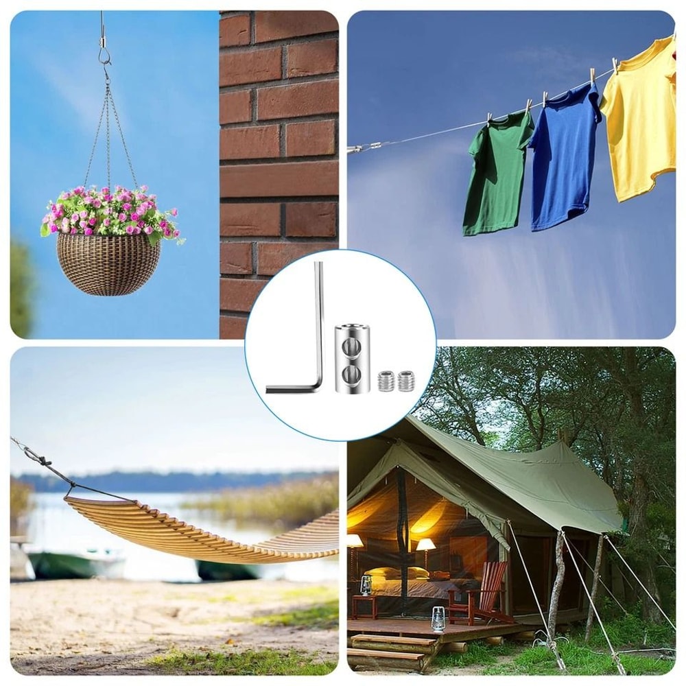 Stainless Steel Double Wire Rope Clips Cable Clamps For Cable Silver With Screws Spanner 1