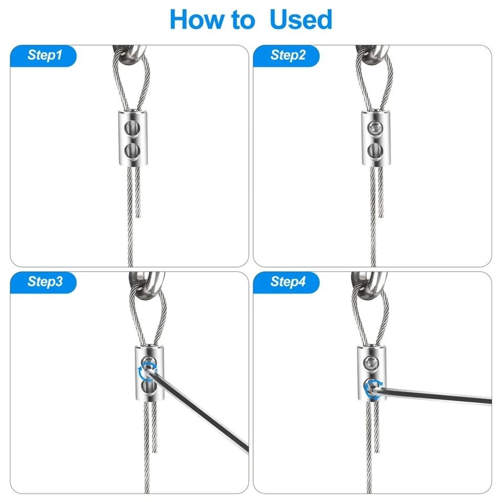 Stainless Steel Double Wire Rope Clips Cable Clamps For Cable Silver With Screws Spanner 3