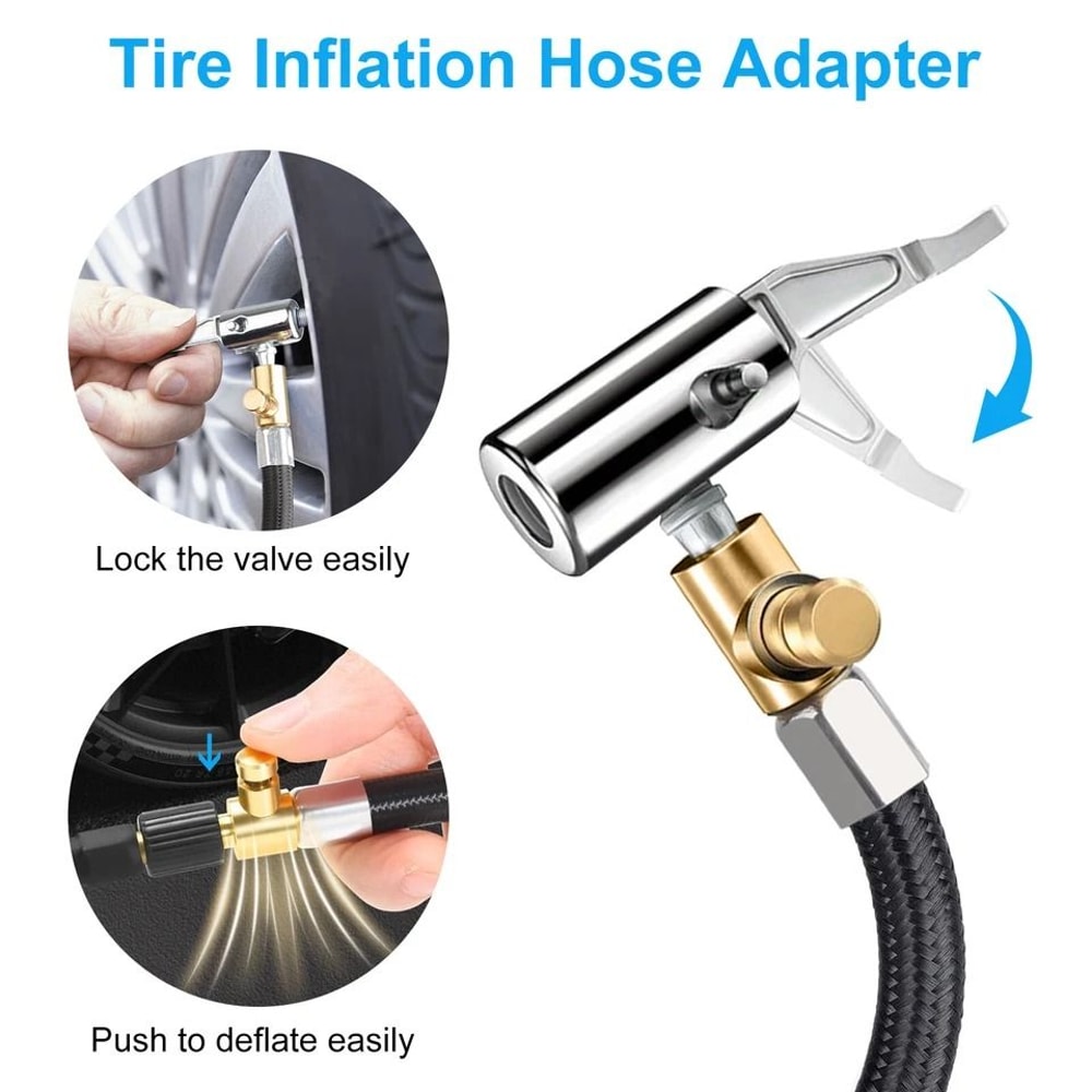 Tire Inflator Hose Extension Adapter For Schrader Valves Compatible With Cars Motorcycles Bikes 7