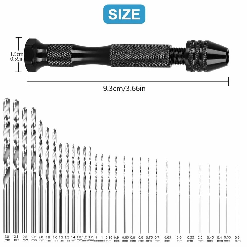 Small Manual Micro Hand Drill Bits Set With Keyless Chuck Pin Vise Rotary Tool For Precision Drilli 1