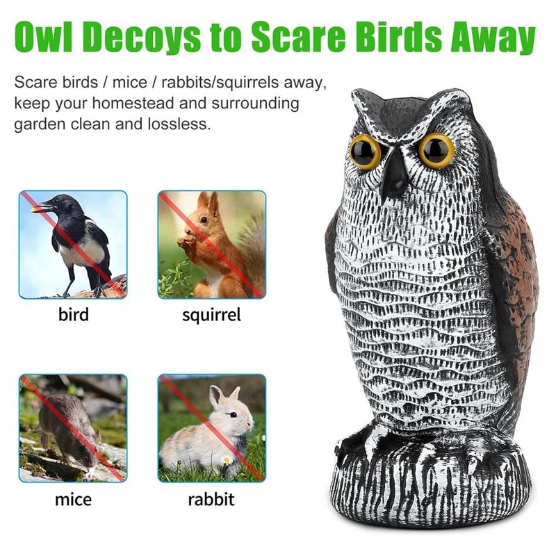 Garden Yard Scarecrow Owl Decoy Pigeon Repellent Bird Scare Statue Waterproof Plastic Owl For Yard 6