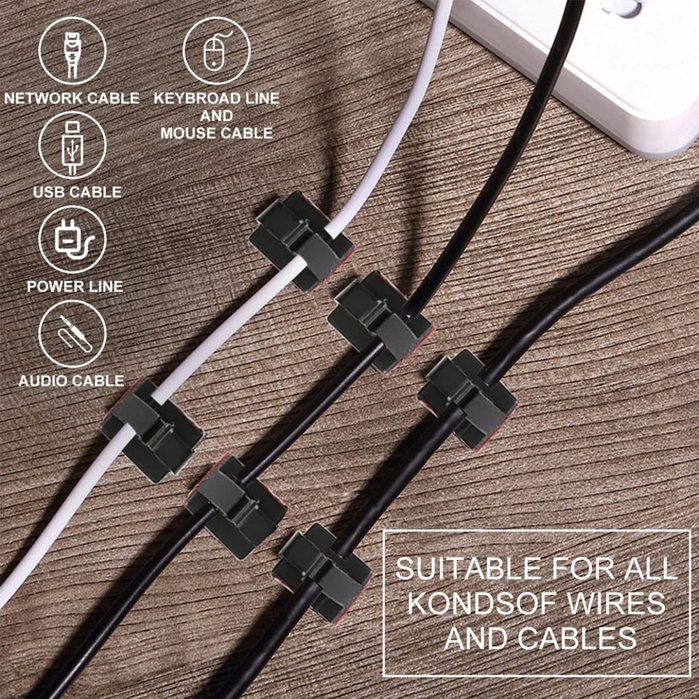 SelfAdhesive Cable Clips Wire Clamp Organizer For Power TV Computer Cords SpaceSaving Wire Manageme