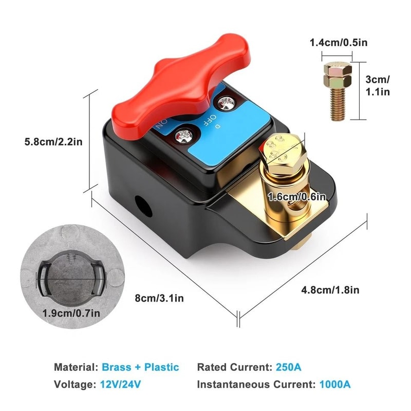 Rotary Battery Disconnect Switch Isolator For Cars Trucks RVs Boats Easy To Install Operate 7