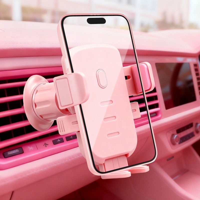 Air Vent Mount For IPhone Rotation Car Phone Holder Pink Android Thick Case Friendly 0