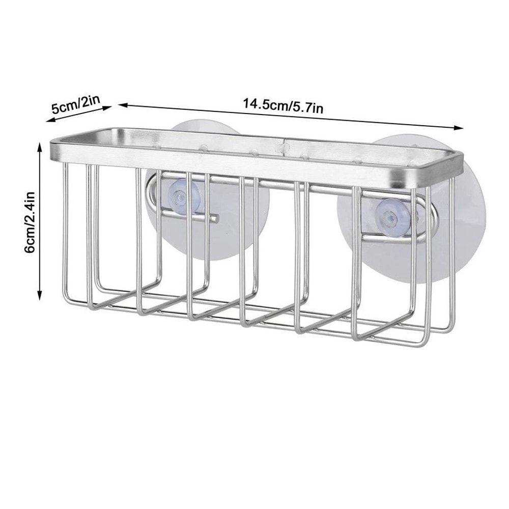 Kitchen Sink Caddy Sponge Holder With Suction Cups Stainless Steel Drain Rack Soap Storage Organize 1