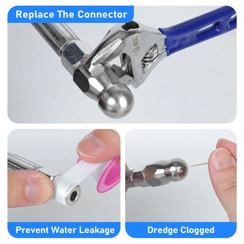 Heavy Duty PSI Sewer Jetter Nozzle Multifunction Pressure Washer Drain Jet Hose Tip Stainless Steel 3