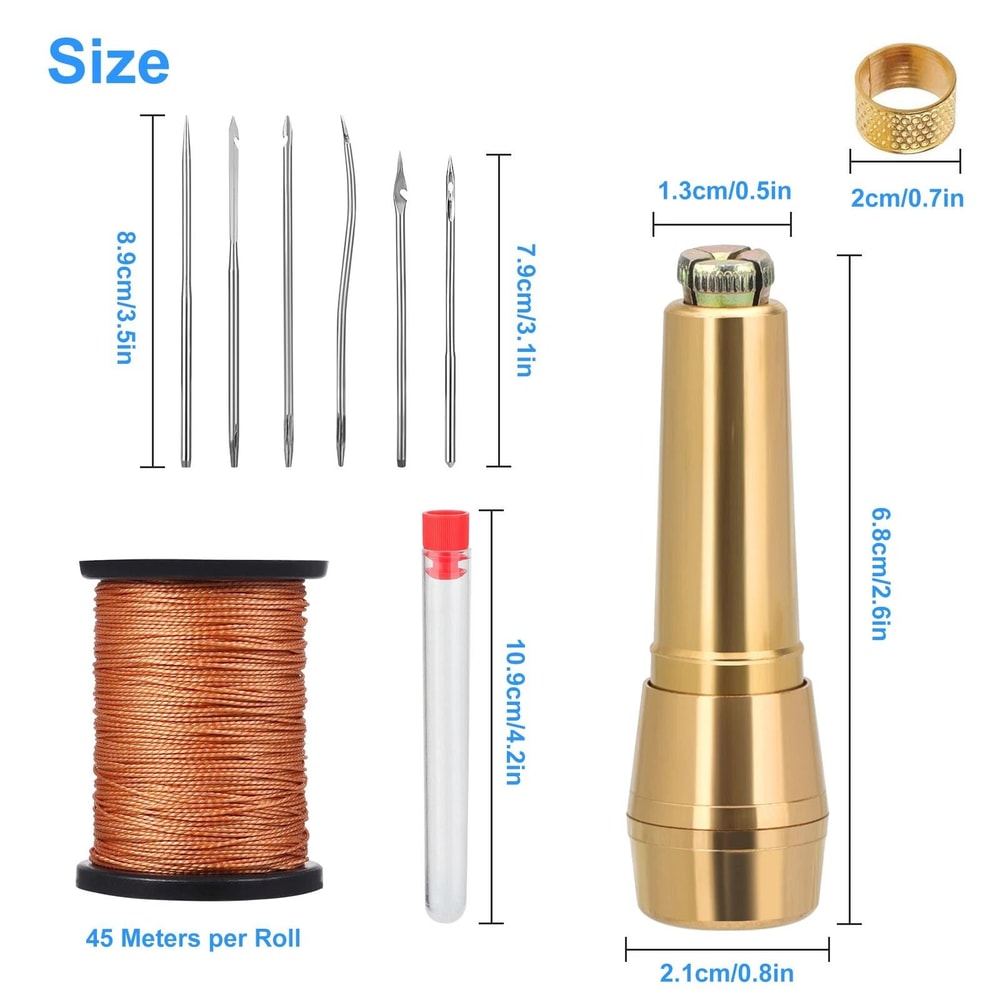 Leather Stitching Needles Kit Awl Hand Tools For DIY Nylon Thread Copper Handle Sewing Needles For 1