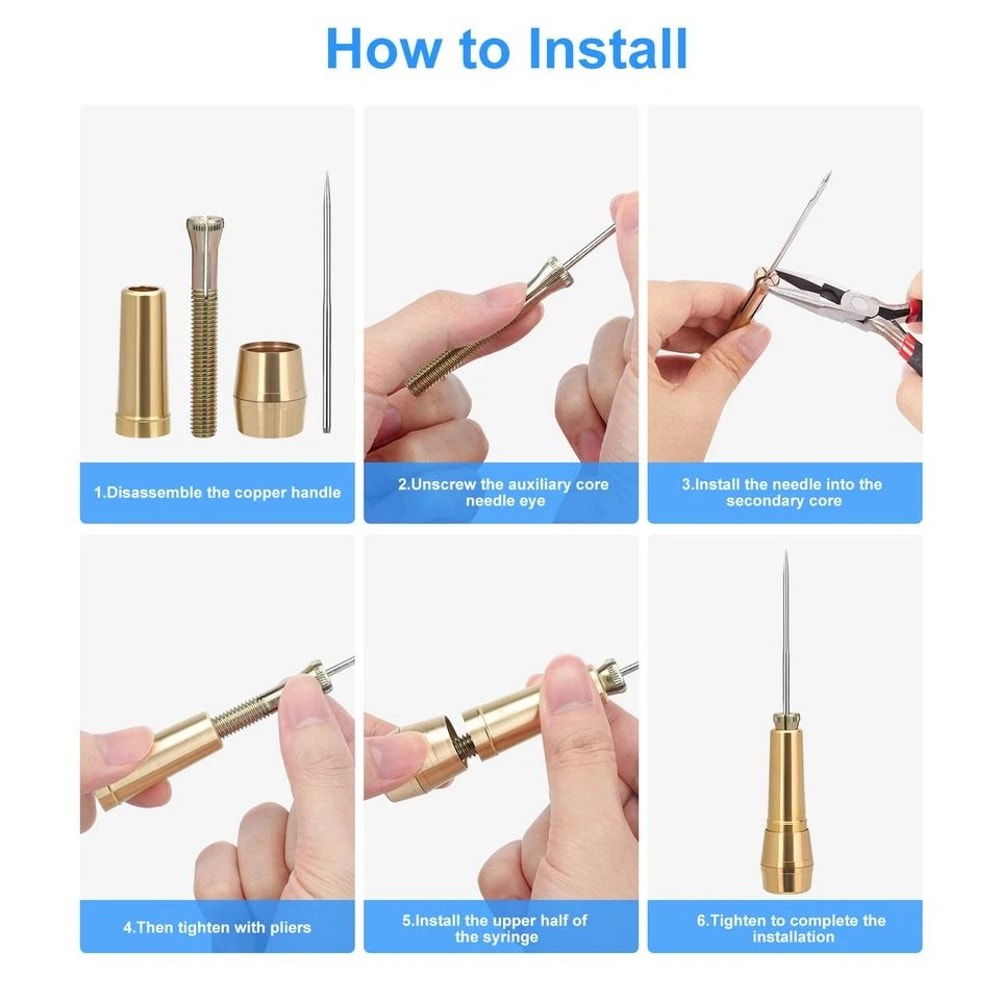 Leather Stitching Needles Kit Awl Hand Tools For DIY Nylon Thread Copper Handle Sewing Needles For 4