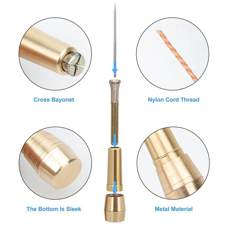 Leather Stitching Needles Kit Awl Hand Tools For DIY Nylon Thread Copper Handle Sewing Needles For 5