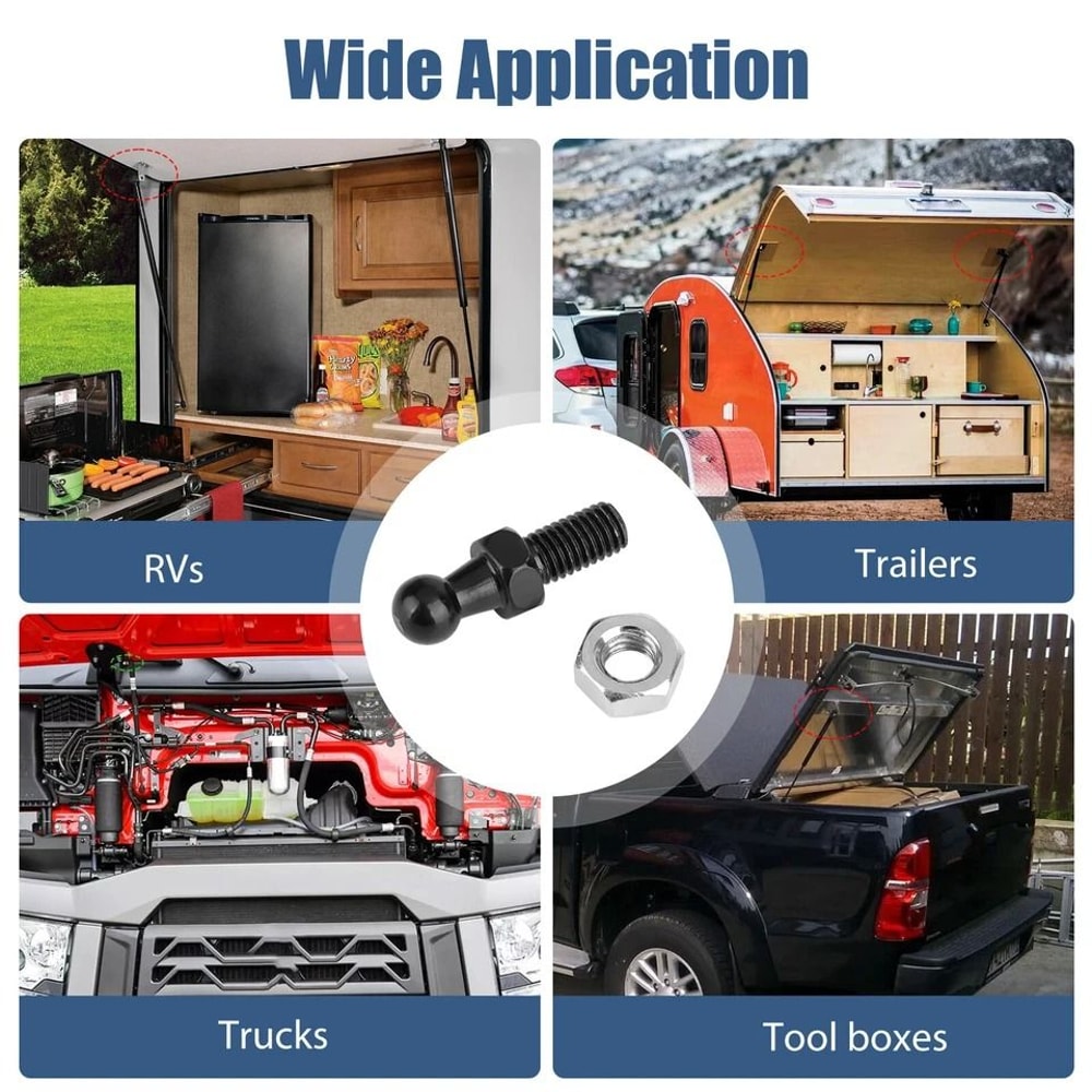 Premium Ball Stud Mount Threaded Shaft For Gas Prop Struts Spring Lifts 2