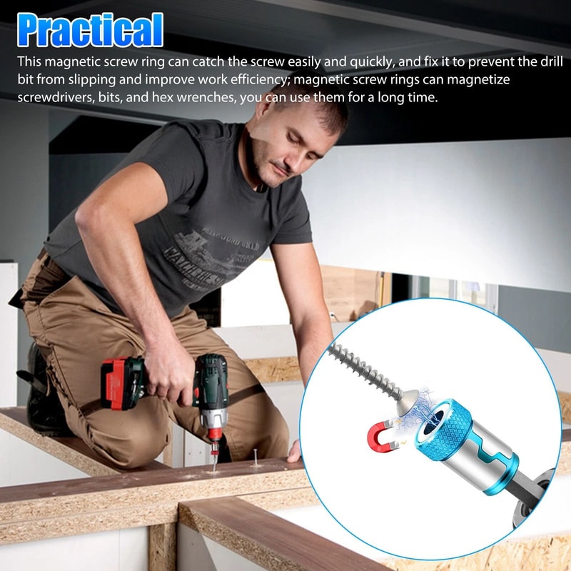 Magnetic Screw Ring Set For Hex Shank Durable Screwdriver Power Bits Aluminum Alloy NoSlip Work Sol 1