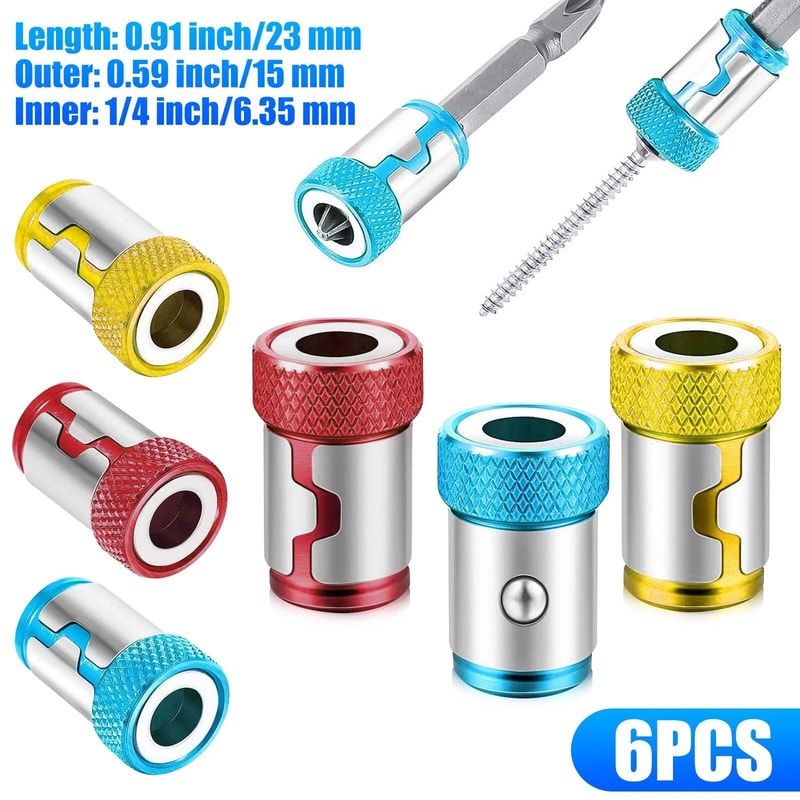 Magnetic Screw Ring Set For Hex Shank Durable Screwdriver Power Bits Aluminum Alloy NoSlip Work Sol 2