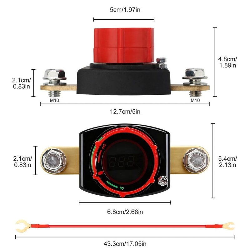 Side Post Battery Disconnect Switch With LED Voltage Display DC Compatibility For Cars RVs Boats Mo 6