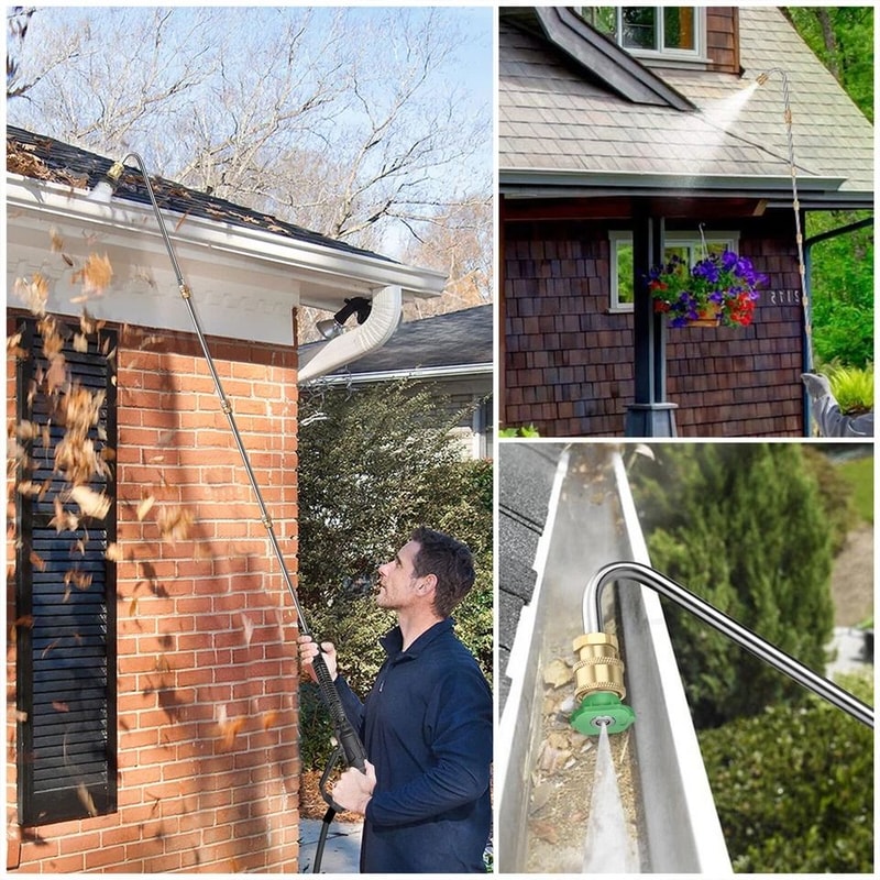 Pressure Washer Extension Wand With Spray Nozzle Tips Stainless Steel Telescoping Wand For Roof And 1
