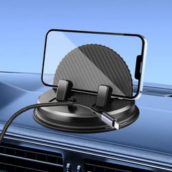 rotating car dashboard phone mount, non-slip holder for iphone, samsung, gps, shock resistant, washable, reusable