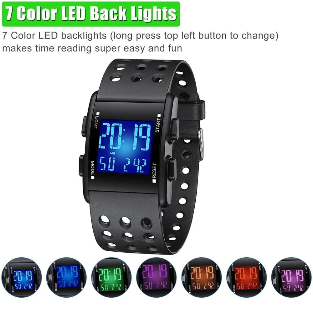 Mens Waterproof Digital Watch Military Tactical LED Wristwatch Sports Watch With Backlight 6