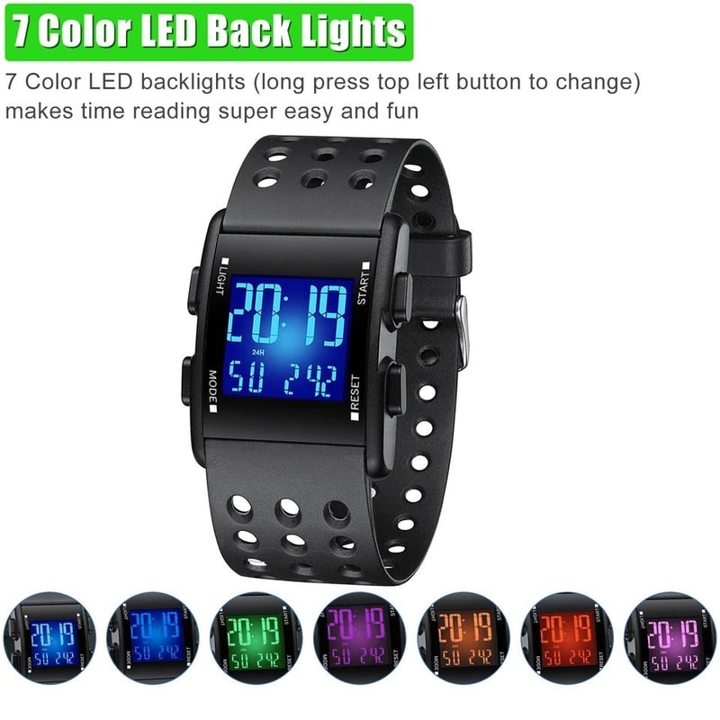 Mens Waterproof Digital Watch Military Tactical LED Wristwatch Sports Watch With Backlight 6