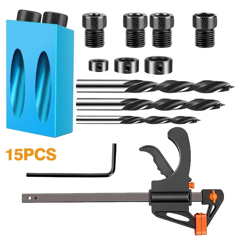 Premium Pocket Hole Jig Kit For DIY Woodworking Adjustable Depth 6
