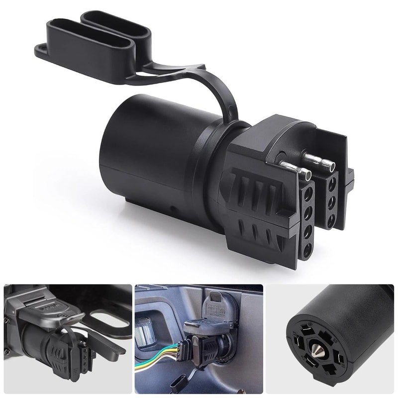 Round To Pin Flat Trailer Adapter Durable Plug For Truck Wiring Boat Trailers RV Tow Lights 0