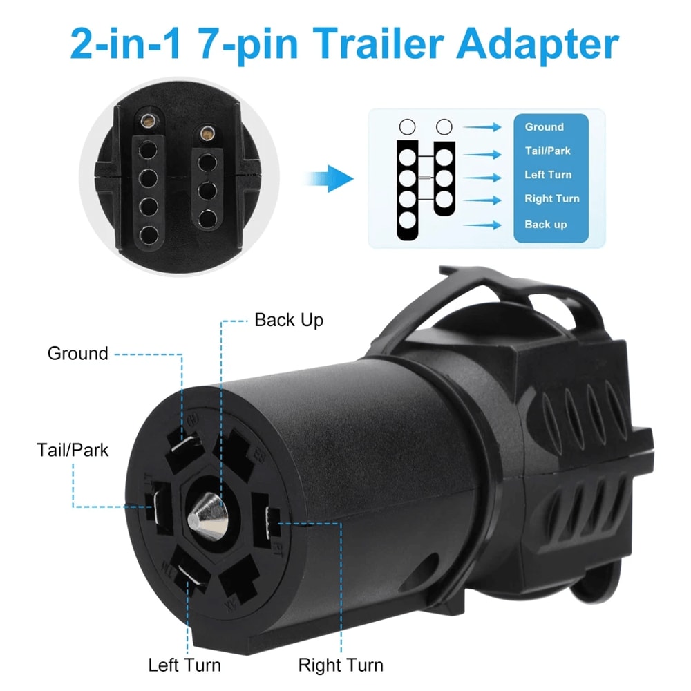 Round To Pin Flat Trailer Adapter Durable Plug For Truck Wiring Boat Trailers RV Tow Lights 1