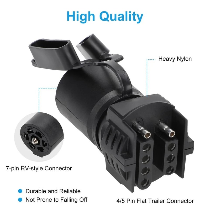 Round To Pin Flat Trailer Adapter Durable Plug For Truck Wiring Boat Trailers RV Tow Lights 6