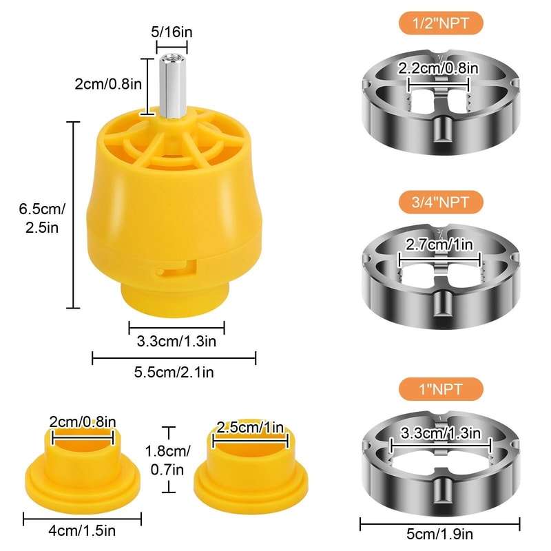 Pipe Threader Kit With PVC Thread Maker Tool Hex Shank Dies For Electric Drill Plumbing Tool For PV 3
