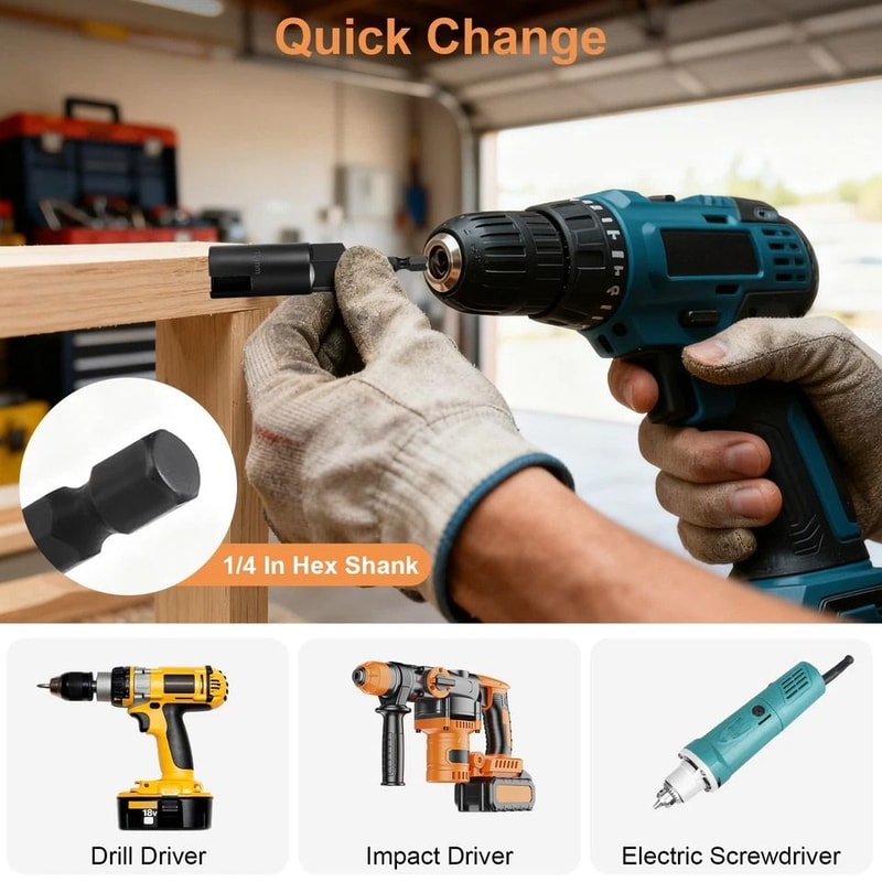 Wing Nut Driver With Keychain Holder 918mm Quick Change Hex Shank For Drills Bolts And Eye Bolts 5