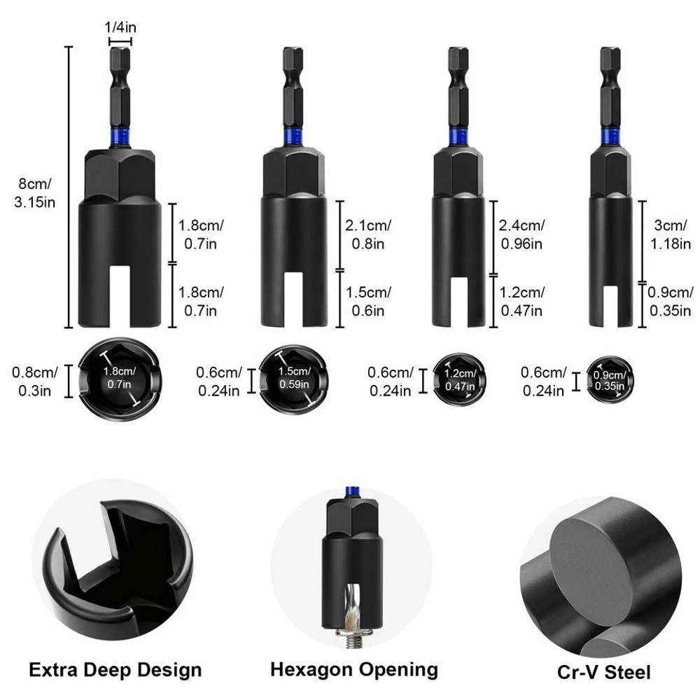 Wing Nut Driver With Keychain Holder 918mm Quick Change Hex Shank For Drills Bolts And Eye Bolts 7