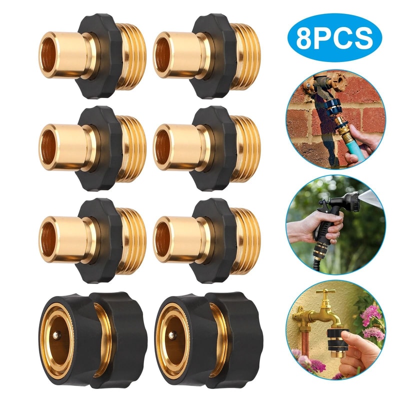 Garden Hose Quick Connect Set LeakProof Female Male Connectors Universal Fit For Hoses Sprayers And 8