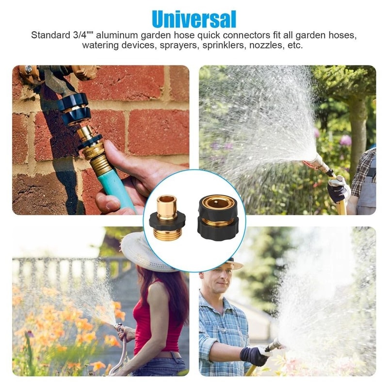 Garden Hose Quick Connect Set LeakProof Female Male Connectors Universal Fit For Hoses Sprayers And 2