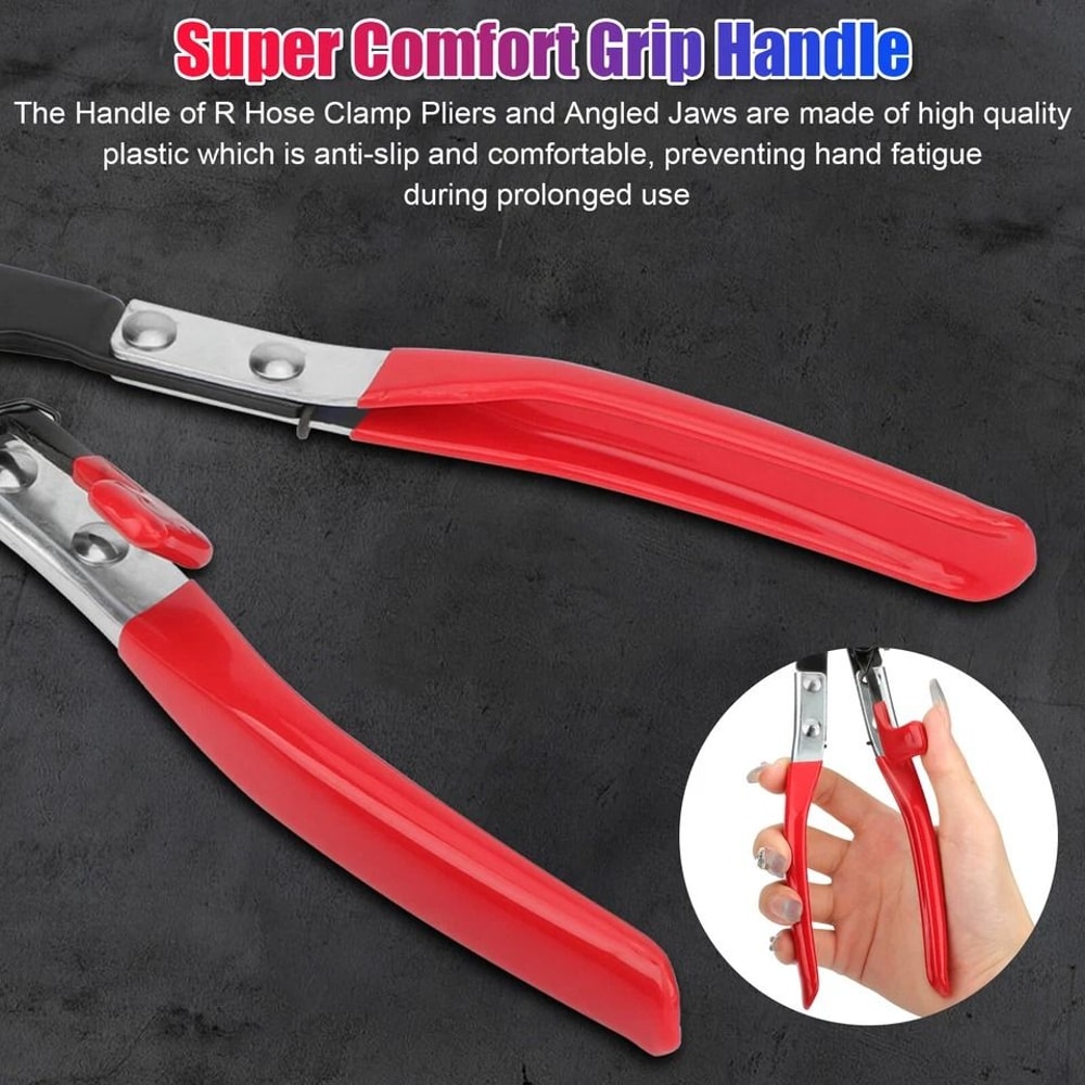 Hose Clamp Plier With Swivel Jaw Locking Mechanism Flat Band Angled For Automotive And Industrial U 1